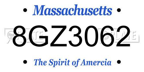 8GZ3062 Massachusetts License Plate