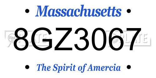 8GZ3067 Massachusetts License Plate