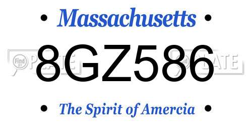 8GZ586 Massachusetts License Plate