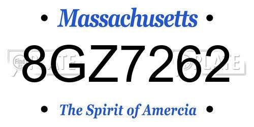 8GZ7262 Massachusetts License Plate