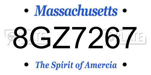 8GZ7267 Massachusetts License Plate