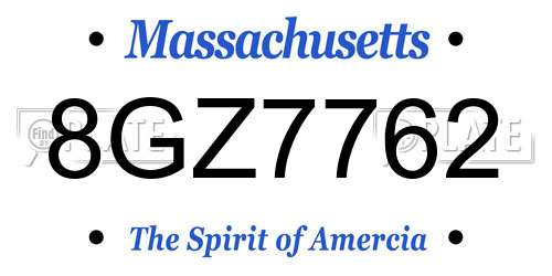 8GZ7762 Massachusetts License Plate