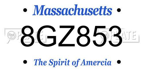 8GZ853 Massachusetts License Plate