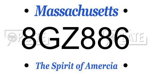 8GZ886 Massachusetts License Plate