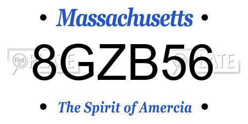 8GZB56 Massachusetts License Plate