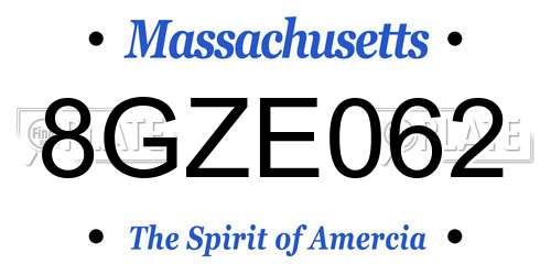 8GZE062 Massachusetts License Plate