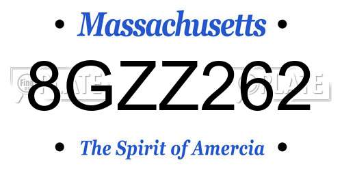 8GZZ262 Massachusetts License Plate