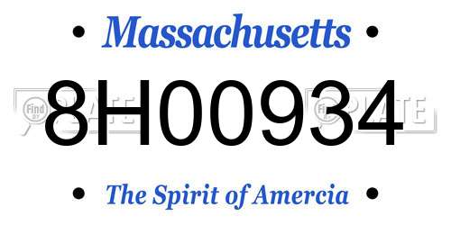 8H00934 Massachusetts License Plate
