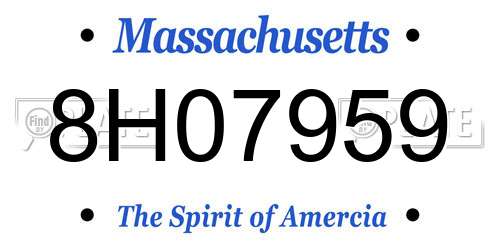 8H07959 Massachusetts License Plate