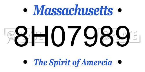 8H07989 Massachusetts License Plate
