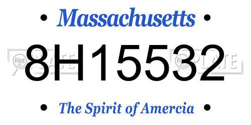 8H15532 Massachusetts License Plate