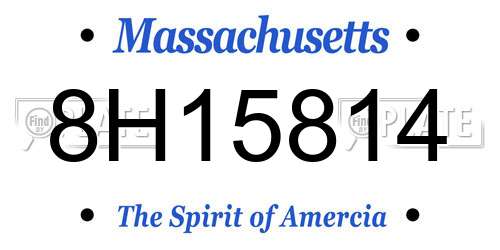 8H15814 Massachusetts License Plate