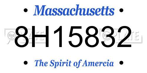 8H15832 Massachusetts License Plate