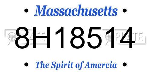 8H18514 Massachusetts License Plate