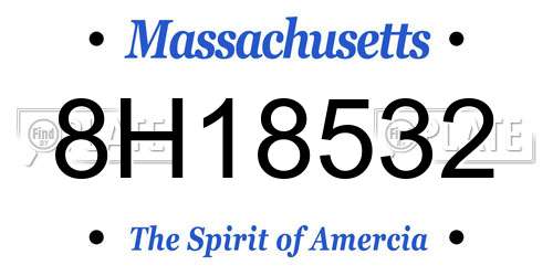 8H18532 Massachusetts License Plate
