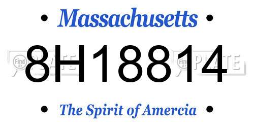 8H18814 Massachusetts License Plate