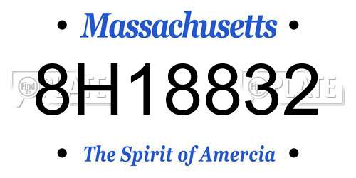 8H18832 Massachusetts License Plate