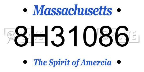 8H31086 Massachusetts License Plate