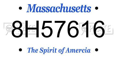 8H57616 Massachusetts License Plate