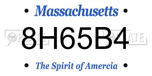 8H65B4 Massachusetts License Plate