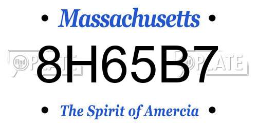 8H65B7 Massachusetts License Plate