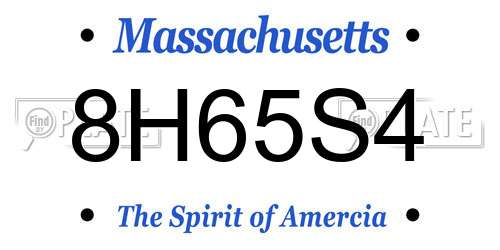 8H65S4 Massachusetts License Plate