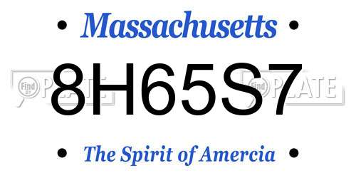 8H65S7 Massachusetts License Plate