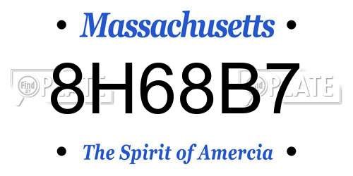 8H68B7 Massachusetts License Plate