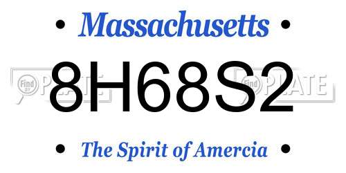 8H68S2 Massachusetts License Plate