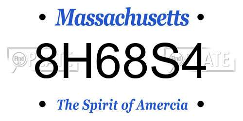8H68S4 Massachusetts License Plate