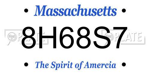 8H68S7 Massachusetts License Plate