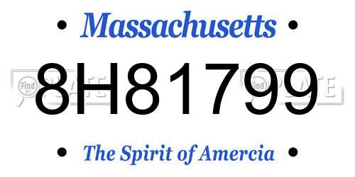 8H81799 Massachusetts License Plate