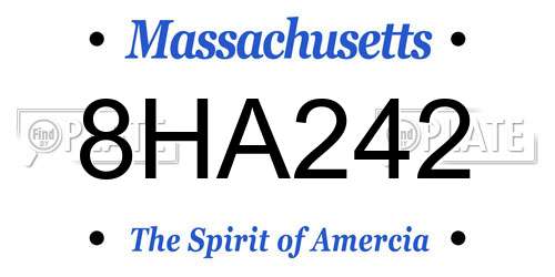 8HA242 Massachusetts License Plate