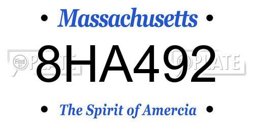 8HA492 Massachusetts License Plate