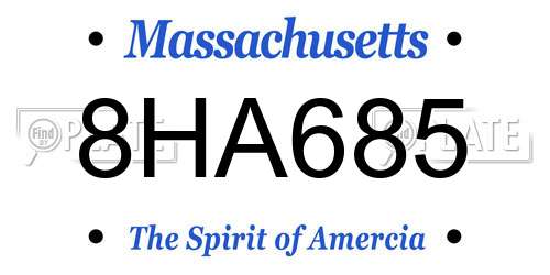 8HA685 Massachusetts License Plate