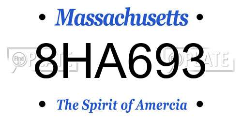 8HA693 Massachusetts License Plate