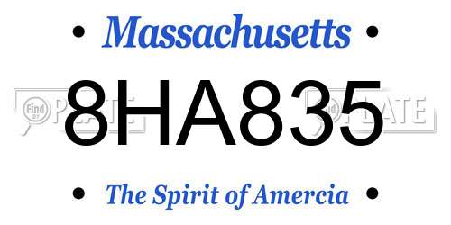 8HA835 Massachusetts License Plate