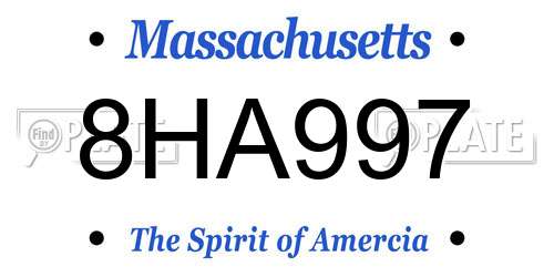 8HA997 Massachusetts License Plate
