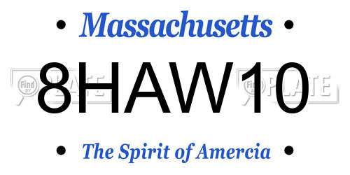 8HAW10 Massachusetts License Plate