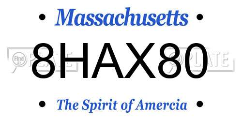 8HAX80 Massachusetts License Plate