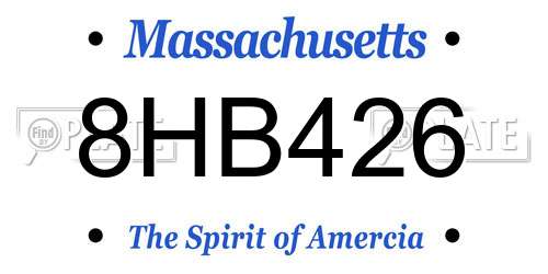 8HB426 Massachusetts License Plate