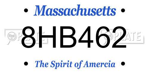 8HB462 Massachusetts License Plate