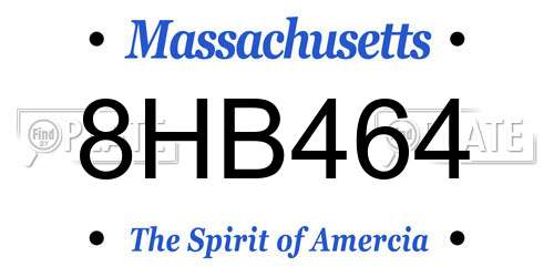 8HB464 Massachusetts License Plate