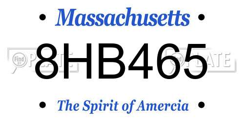 8HB465 Massachusetts License Plate