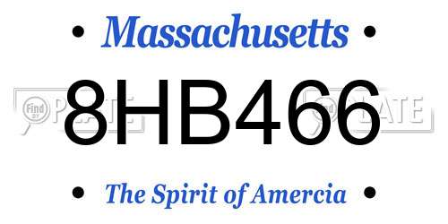 8HB466 Massachusetts License Plate