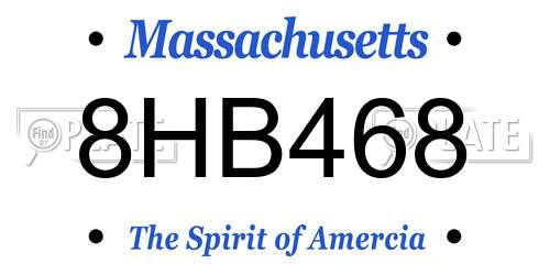 8HB468 Massachusetts License Plate