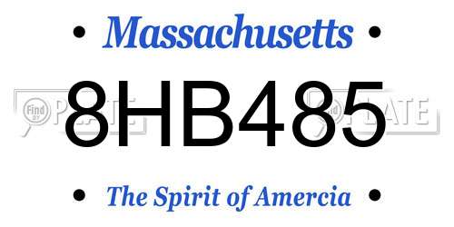 8HB485 Massachusetts License Plate