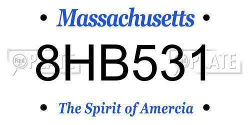 8HB531 Massachusetts License Plate