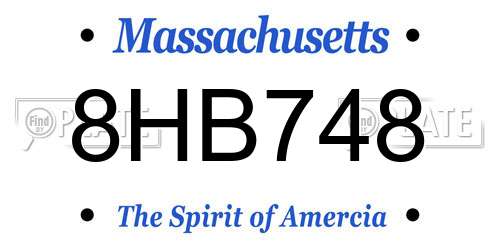 8HB748 Massachusetts License Plate