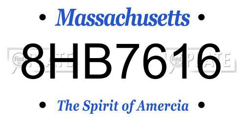 8HB7616 Massachusetts License Plate